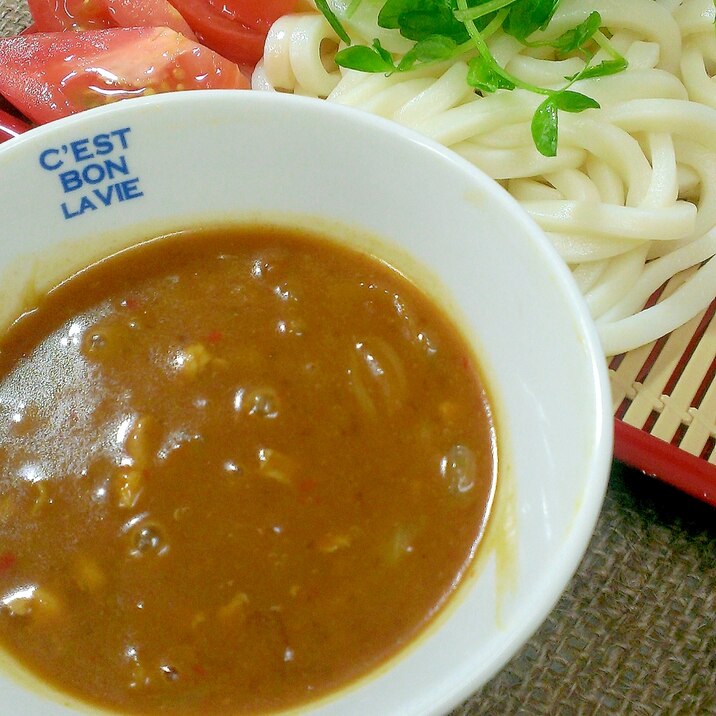 冷やしカレーで！つけうどん♪